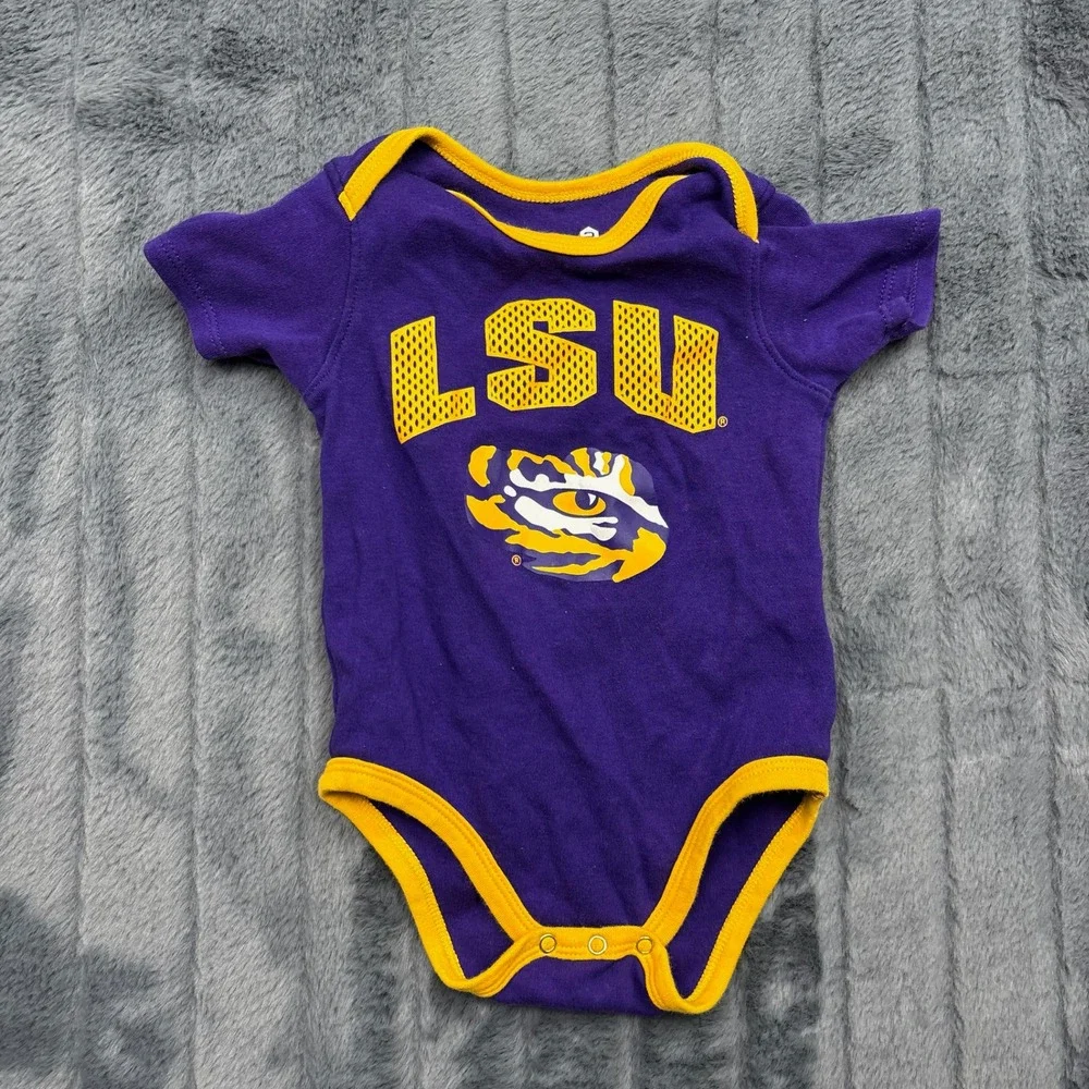 Gen2 LSU Tigers Purple Gold Baby Bodysuit 6/9M NCAA Fan Gear 100% Cotton